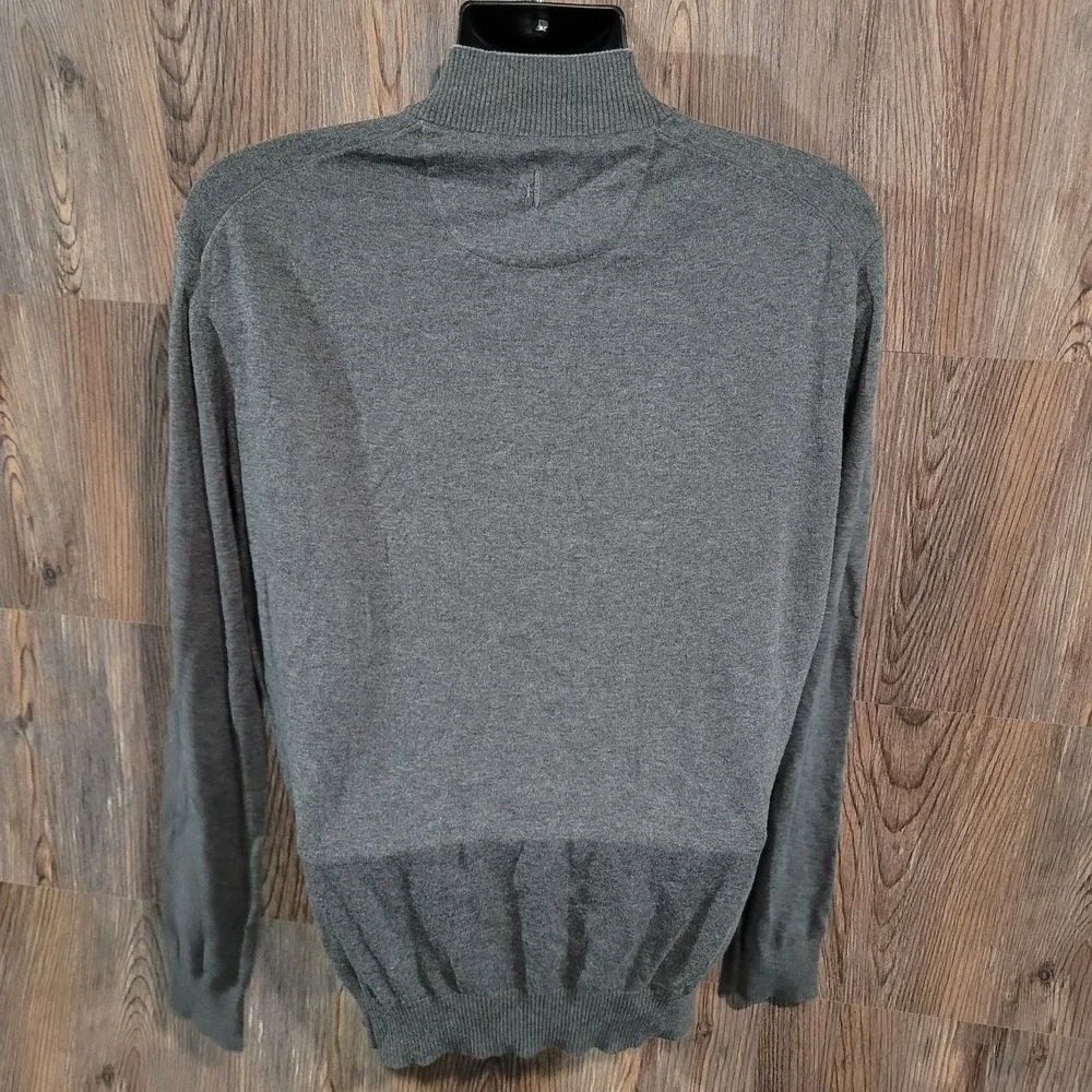 Johnnie-O Bailey Quarter-Zip Pullover Sweater M Charcoal Cotton Silk Blend FLAW
